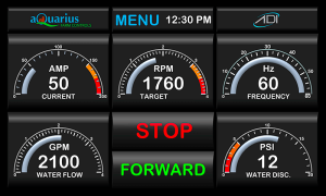 Aquarius electric pump control screen